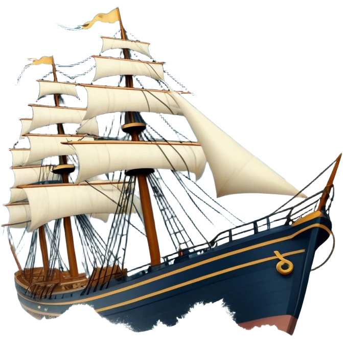 Icon for Historical Movies: Age of Great Geographical Discoveries. A vintage movie poster-style design with sailors battling a fierce storm at sea. Include crashing waves, lightning, a damaged ship, and heroic sailors gripping ropes. Intense, dramatic atmosphere. Transparent background. emoji