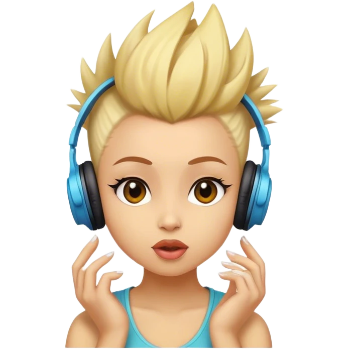 Chick with a faux hawk listening to music emoji