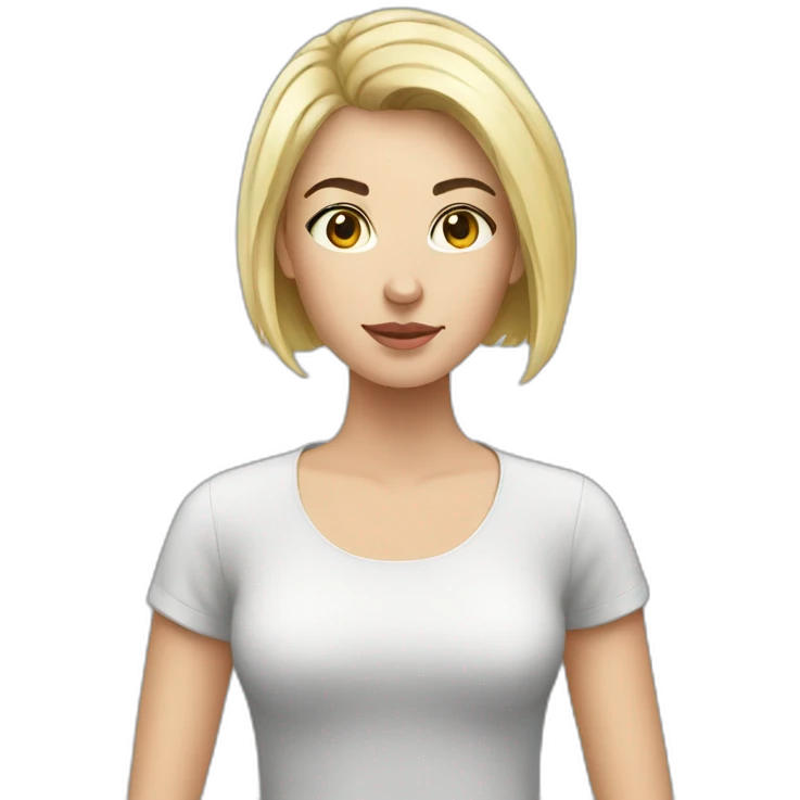 young white woman with a short black hair emoji