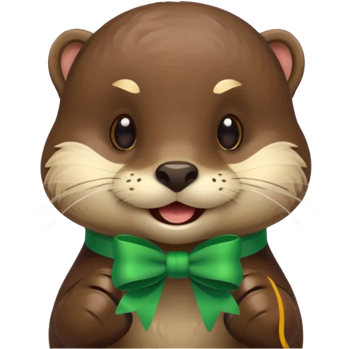Otter with a green bow on the side emoji