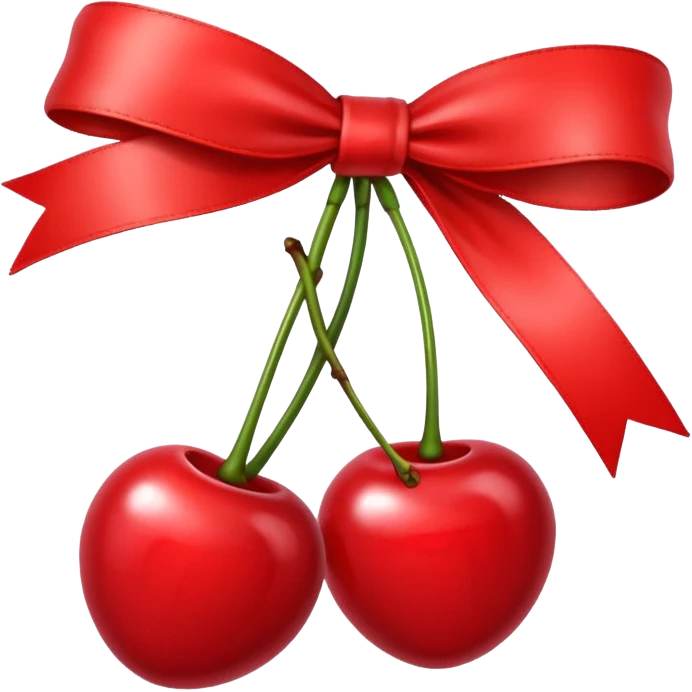 Red cherry with a red ribbon bow emoji