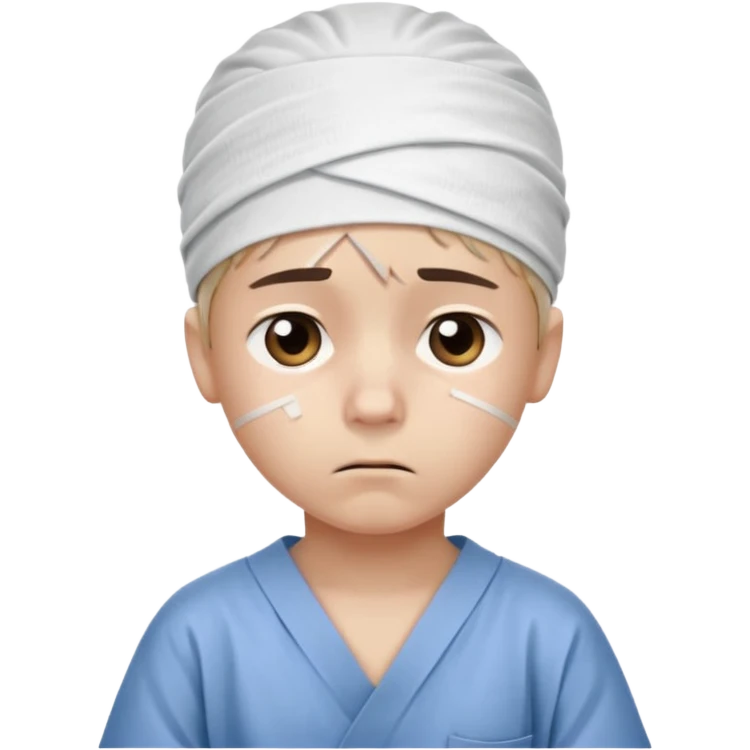 Injured Boy – Bandage on head, hospital gown. emoji