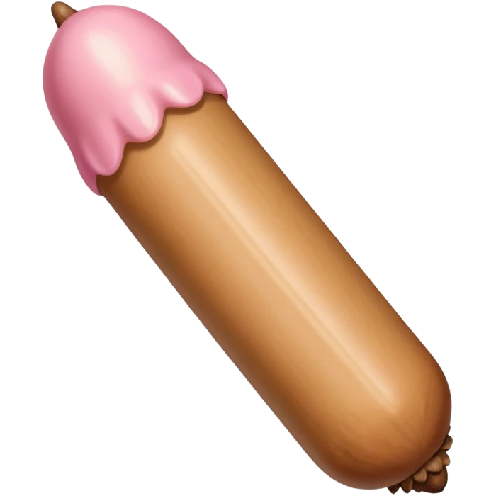 tan beige skin color penis shaft, erect, phallus shape, no face, with glans beige/pinkish acorn-like tip at small hole at the end.  emoji