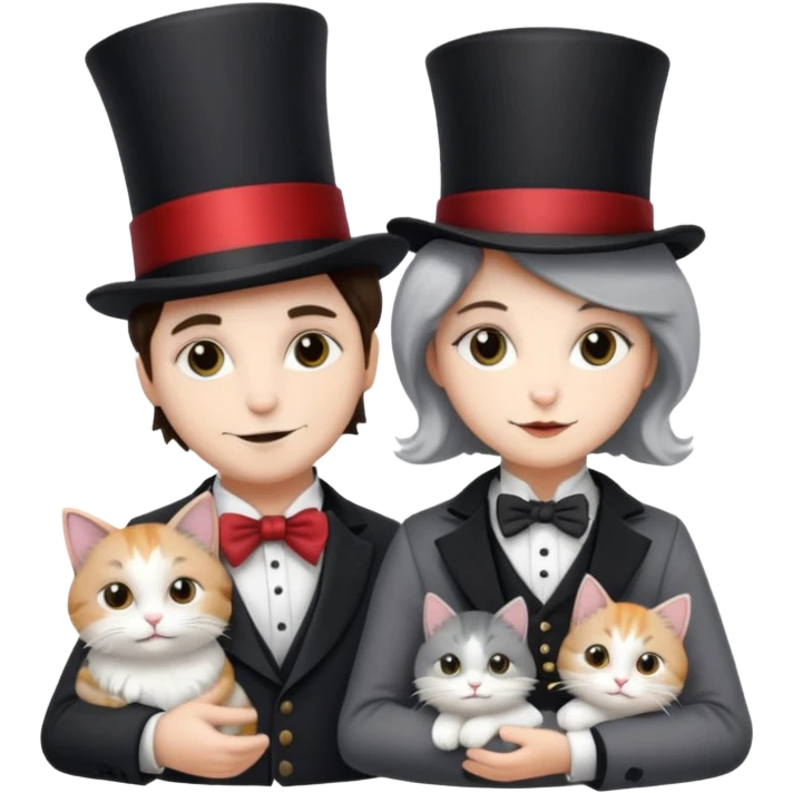 magician couple and their pet cat emoji