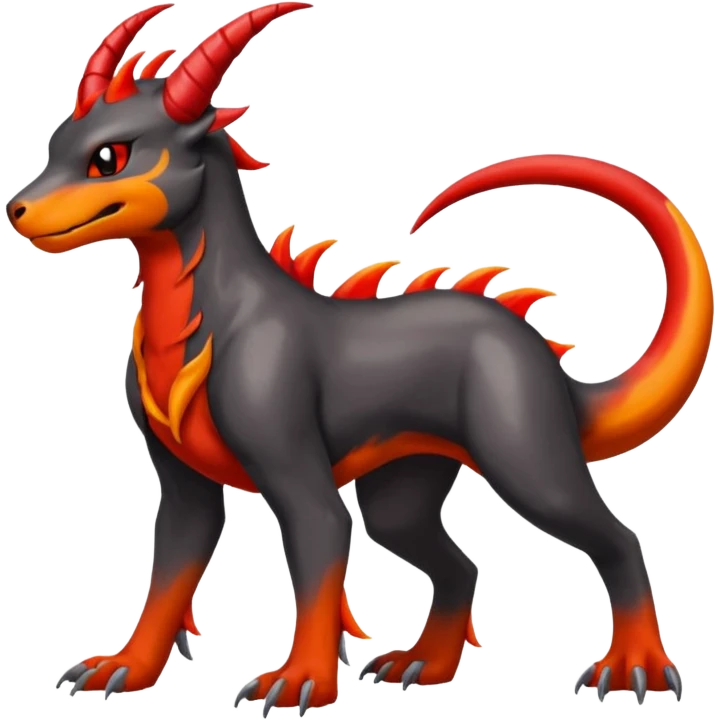 Badass cool shiny Houndoom-Charmeleon-Fakémon-hybrid-creature (full body)  emoji