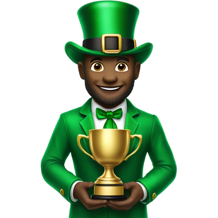 A leprechaun holding a football trophy o emoji