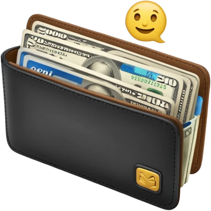 Two wallets side by side, one empty with overdraft fee -$35, one full labeled “$20K savings”, icons of banks and bills around, emoji-style realism emoji
