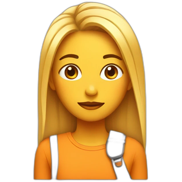 chica pelo largo naranja con tijeras emoji