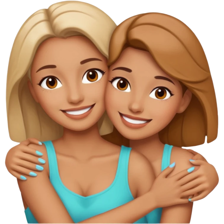 women embrace emoji