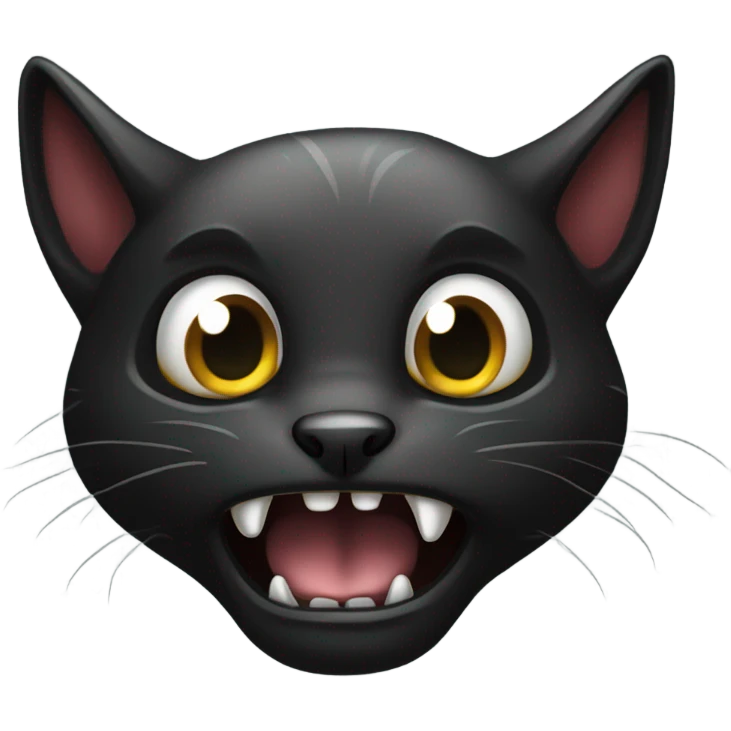 scared open mouth black medieval cat, gothic style emoji