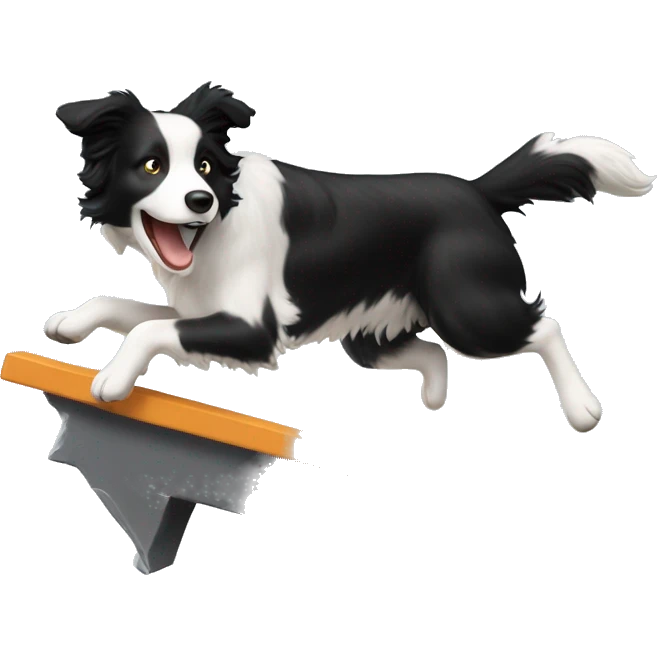 Border collie jumping over anvil emoji