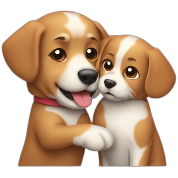 Chien qui fait un calin a un chat emoji