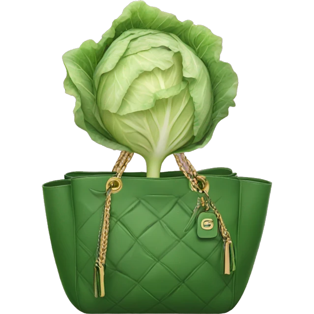 A cabbage with a gucci handbag emoji