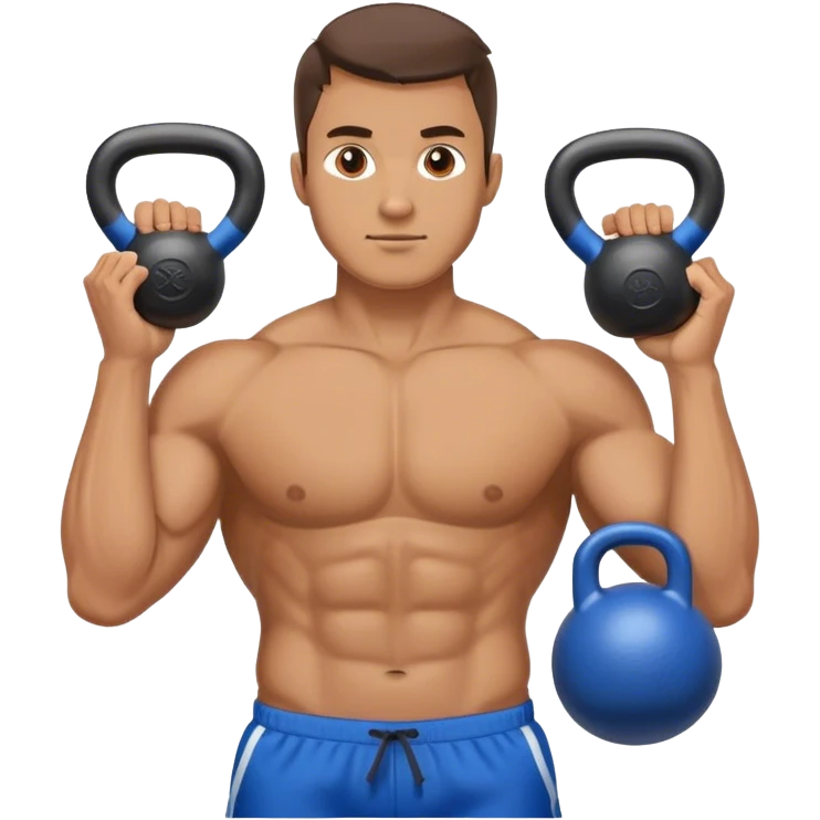 athletic man with blue shorts holding kettlebell emoji