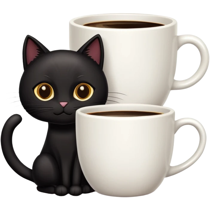 Black cat with coffee emoji