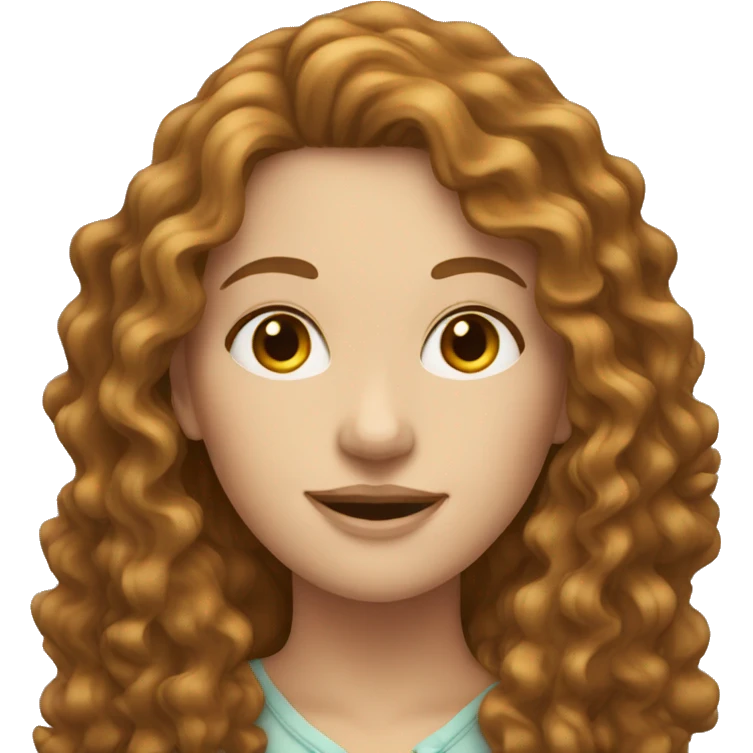 white woman with long curly brown hair emoji