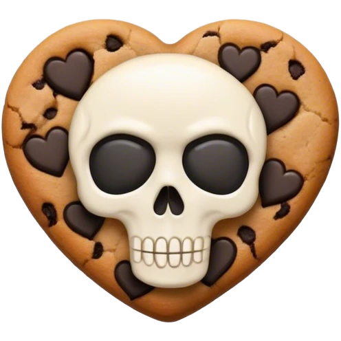 Black cookie heart with skull emoji