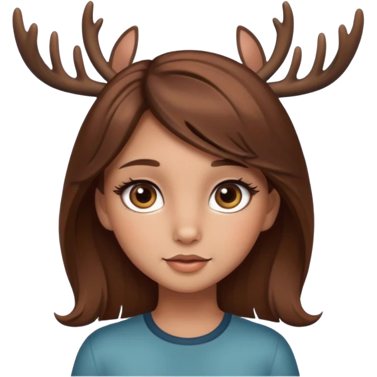 Make a cute girl deer with brown hair and big brown eyes give her lashes and her skin medium emoji