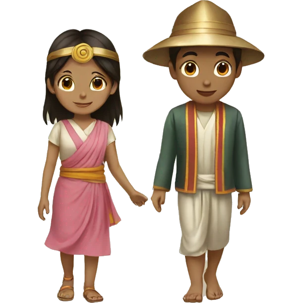 A girl and a boy going temple  emoji