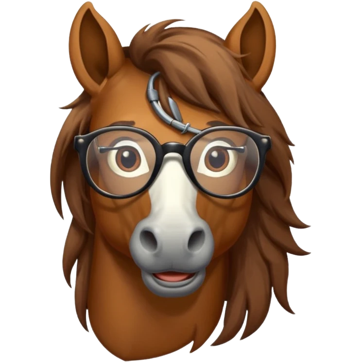 retro horse with glasses emoji
