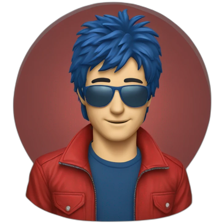 nicky larson veste bleu tshirt rouge emoji