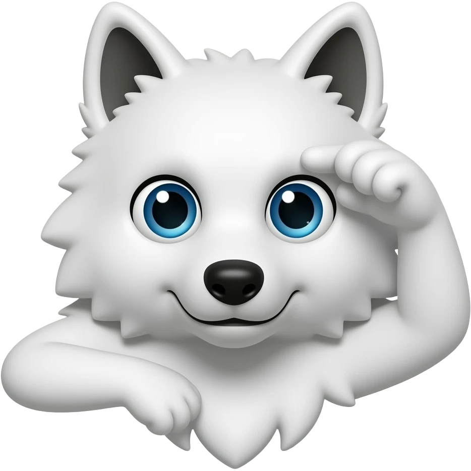 White Wolf head paw saluting emoji