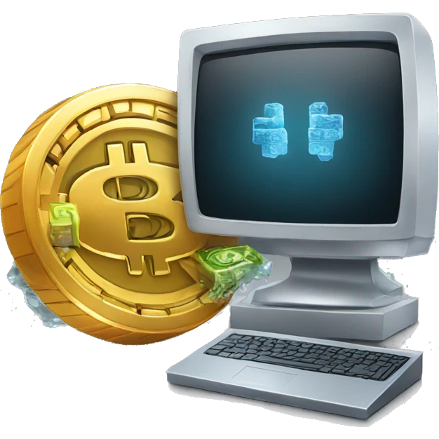 cold computer with the bitcoin on the screen emoji