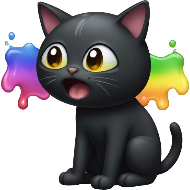 Black Cat vomiting rainbow emoji