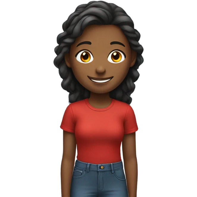 smiling girl in red shirt emoji