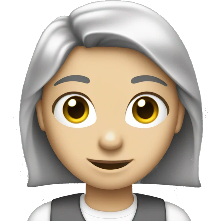 necesito que me generes un avatar , que sea mujer donde tenga un atuendo formal gris y blanco  emoji