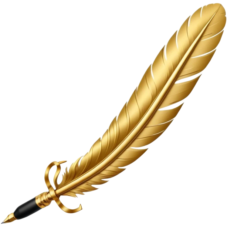 3D perspective academic premium golden ink feather pen emoji