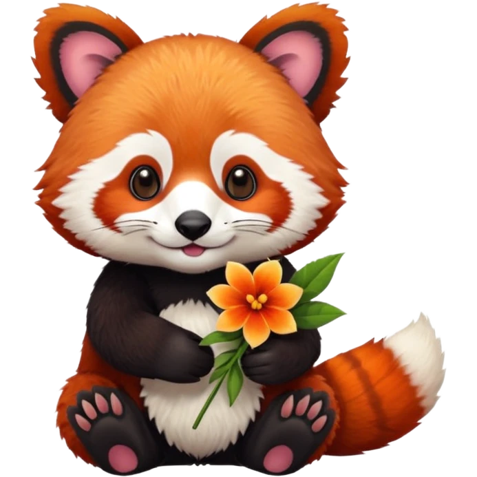 Red panda with a flower emoji