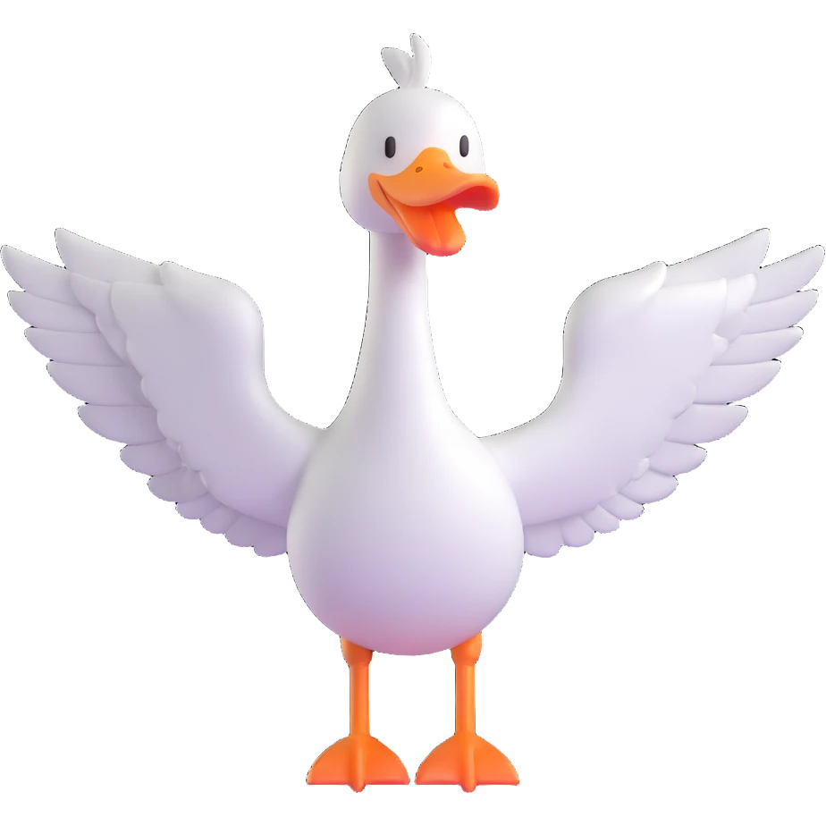 goose with wings fully extended in t pose emoji