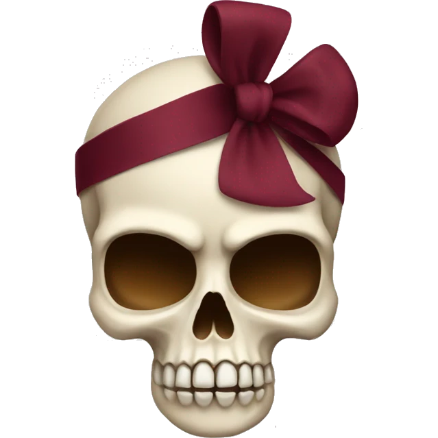 A skull with a burgundy bow emoji