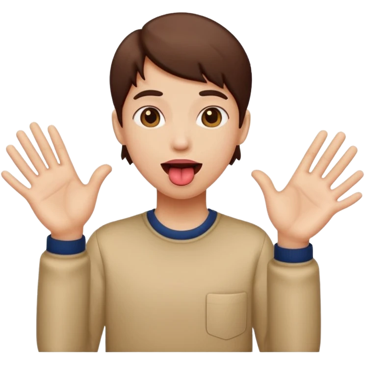 Tongue out with hands to the side emoji
