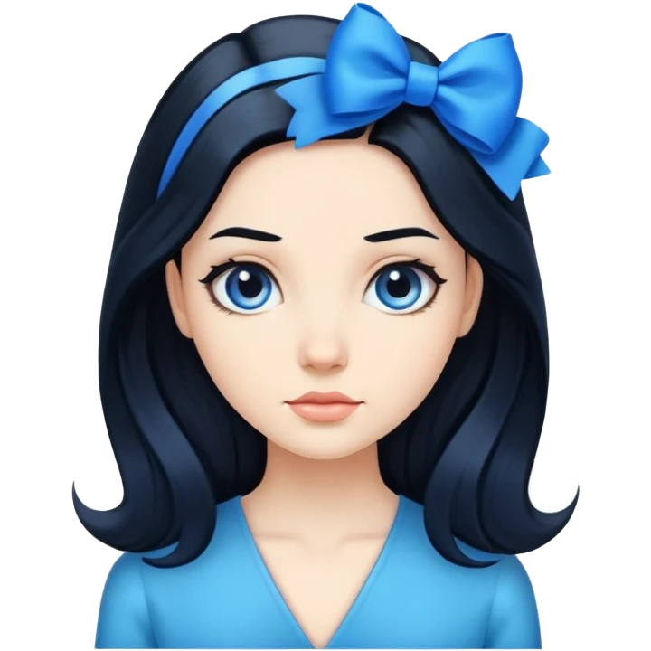 woman with a blue bow on her head and long black hair emoji