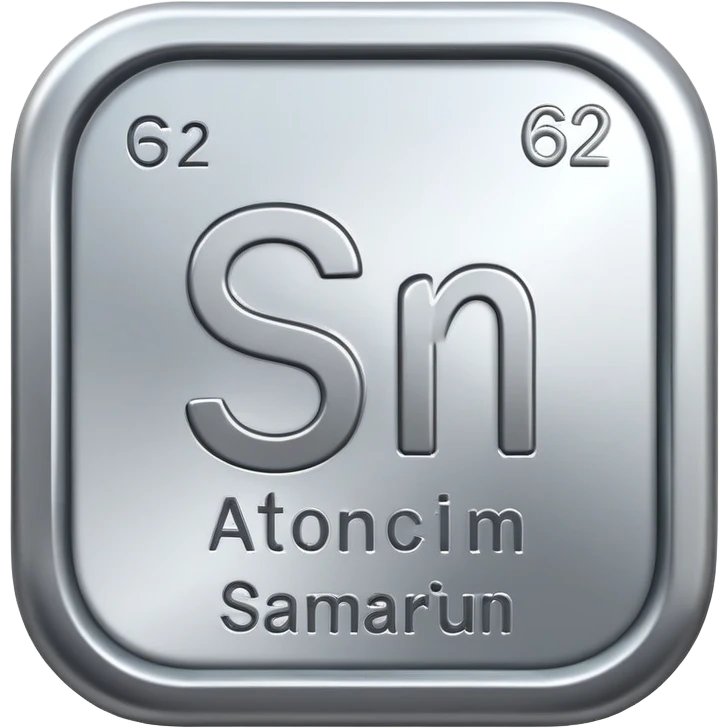 samarium rare earth metal, silvery metal, chemical element Sm, atomic number 62 emoji