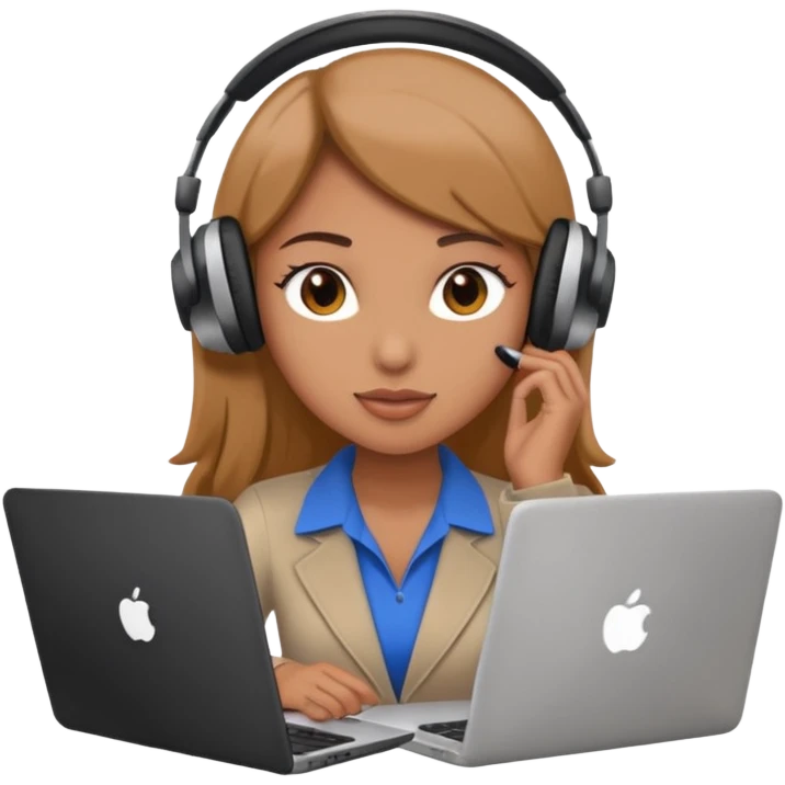 super busy female with laptop and headphones do not disturb emoji