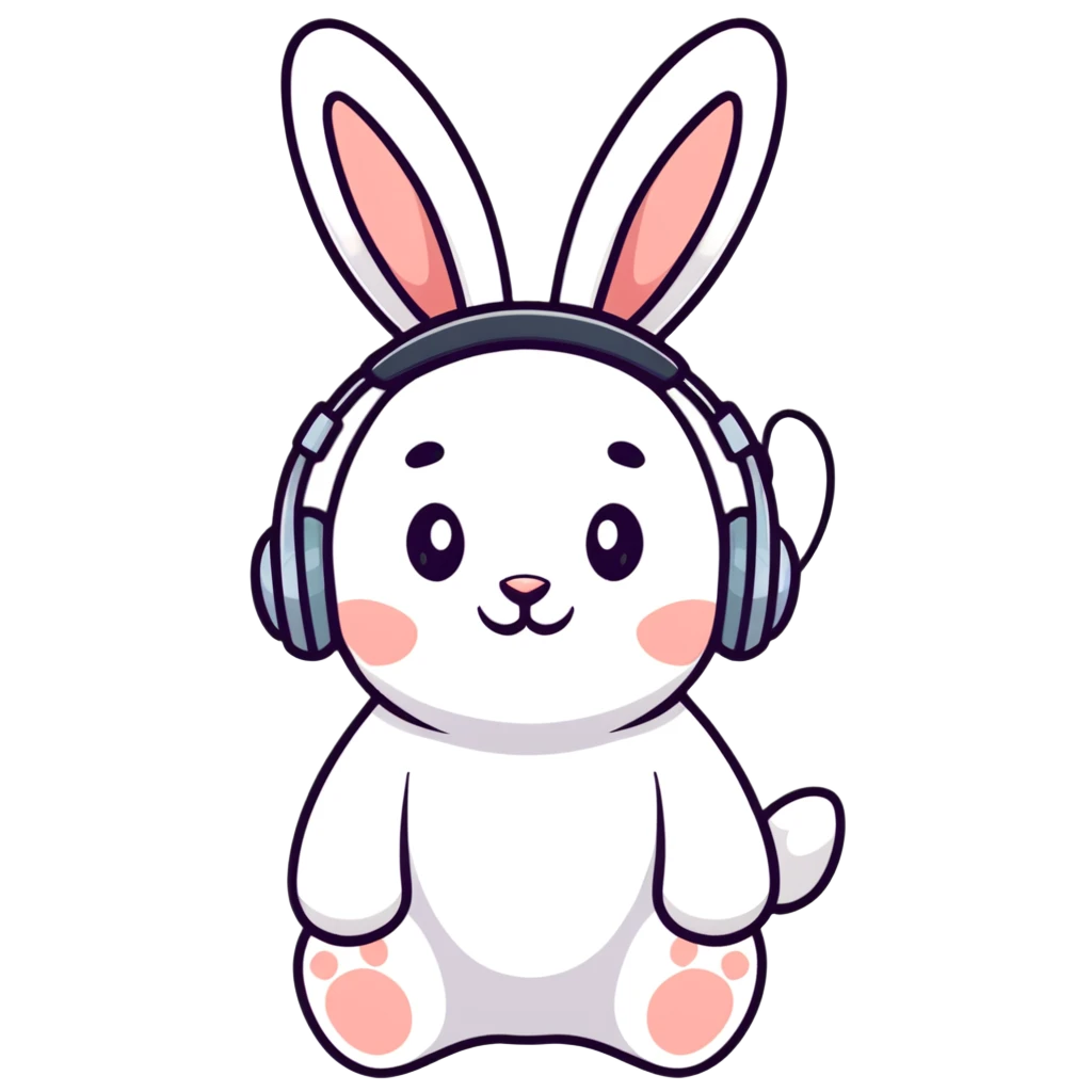 headphones with bunny ears, cartoon style emoji