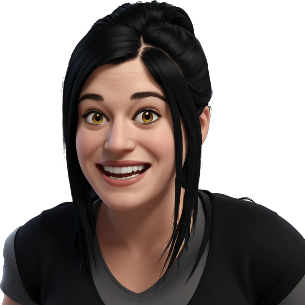 smiling girl with black hair emoji