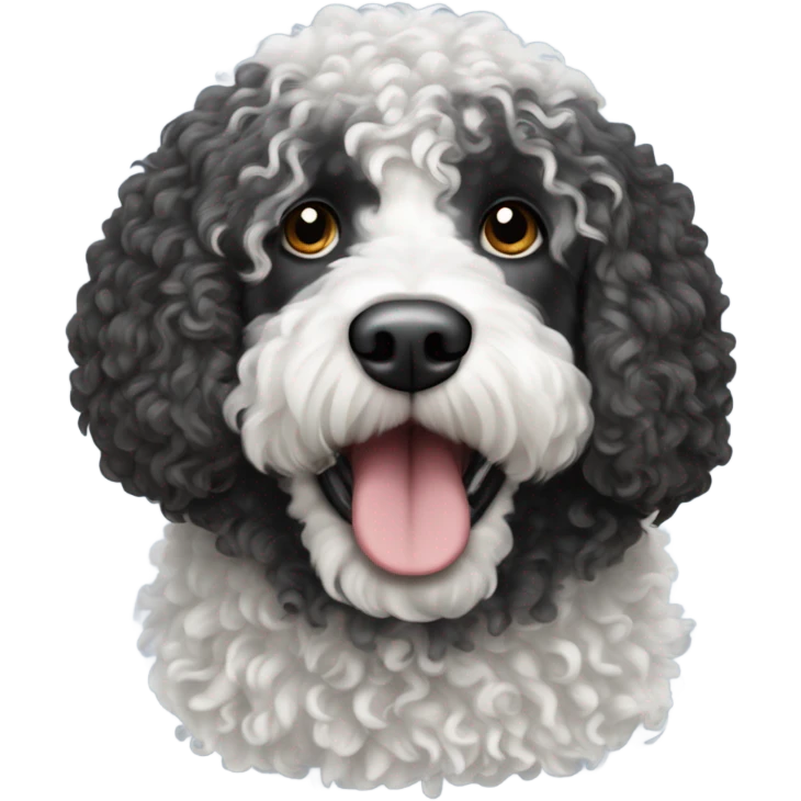 Black and white Spanish water doodle emoji