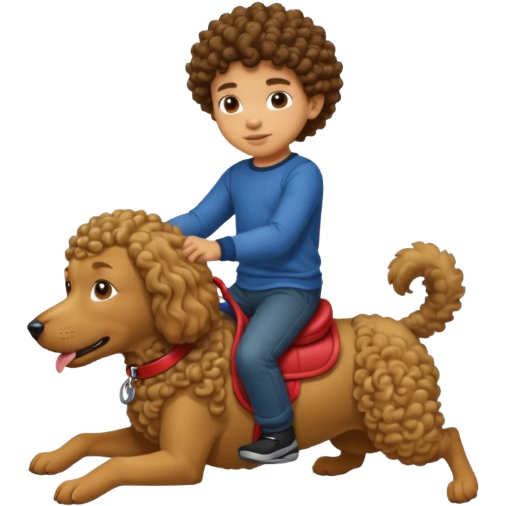 Lightskin curly head boy riding a dog emoji