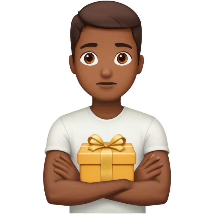 A person with arms crossed and looking away, refusing to accept a present emoji