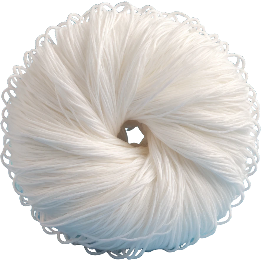fluffy stringy Turkish pişmaniye sweet, light round bundle of fine white threads, soft airy emoji
