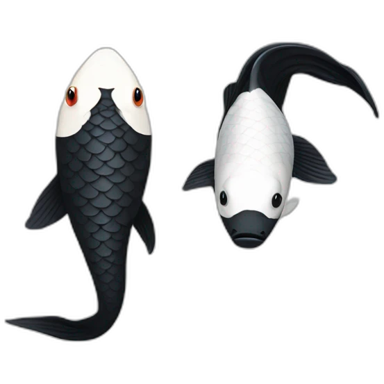black koi fish and white koi fish emoji