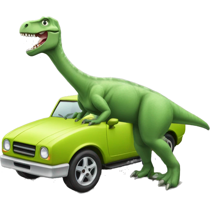 dinosaur with car emoji