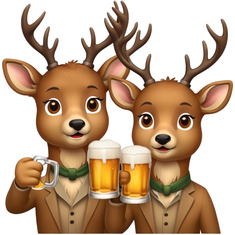 Deers drinking beers from glasses emoji