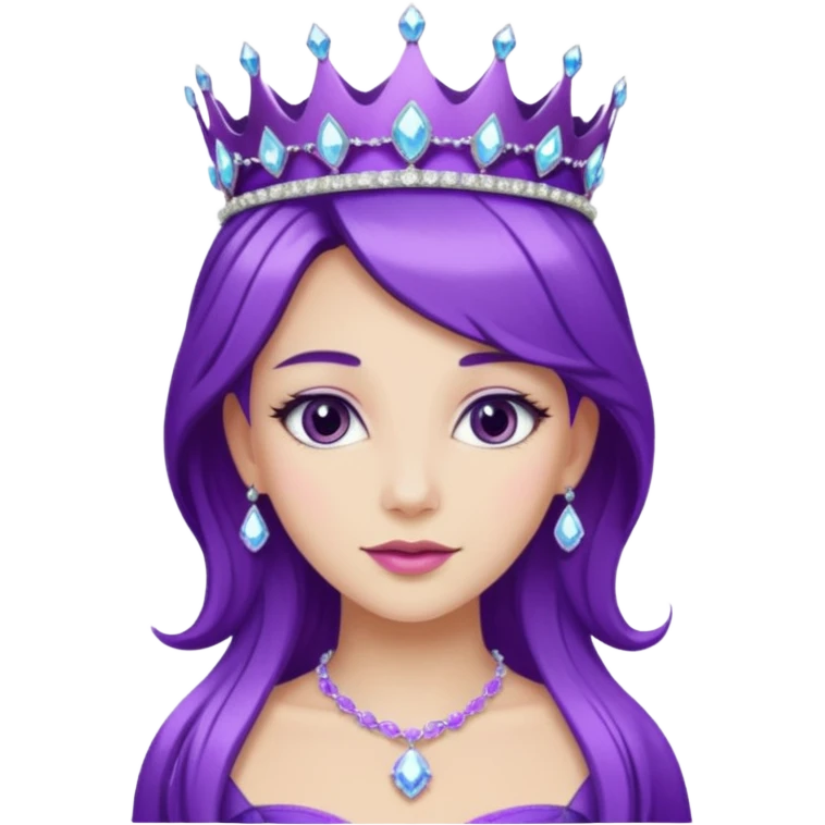 Gorgeous Lady with purple-shiny-crystal-hair and tiara and necklace emoji