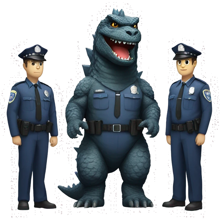 Godzilla dressed as a police man emoji