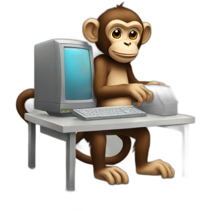 Monkey with computer emoji